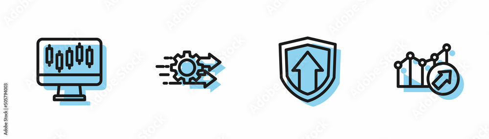 Set line Financial growth, Stocks market graphs, Time management and icon. Vector Set line Financial growth, Stocks market graphs, Time management and icon. Vector