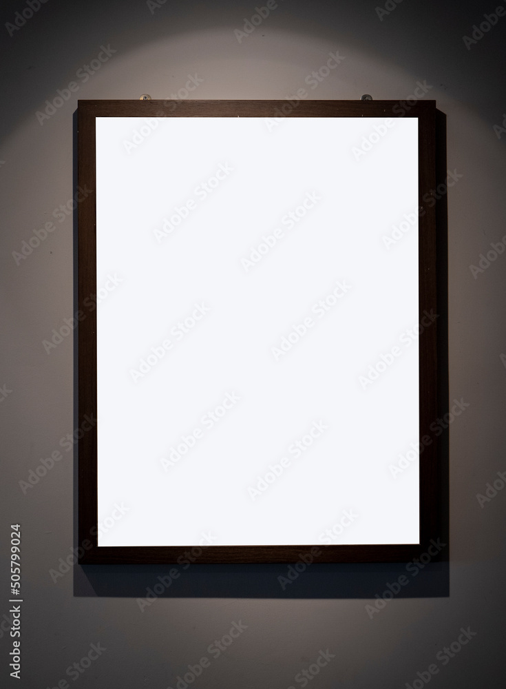wooden frame with white screen and grey wall wooden frame with white screen and grey wall