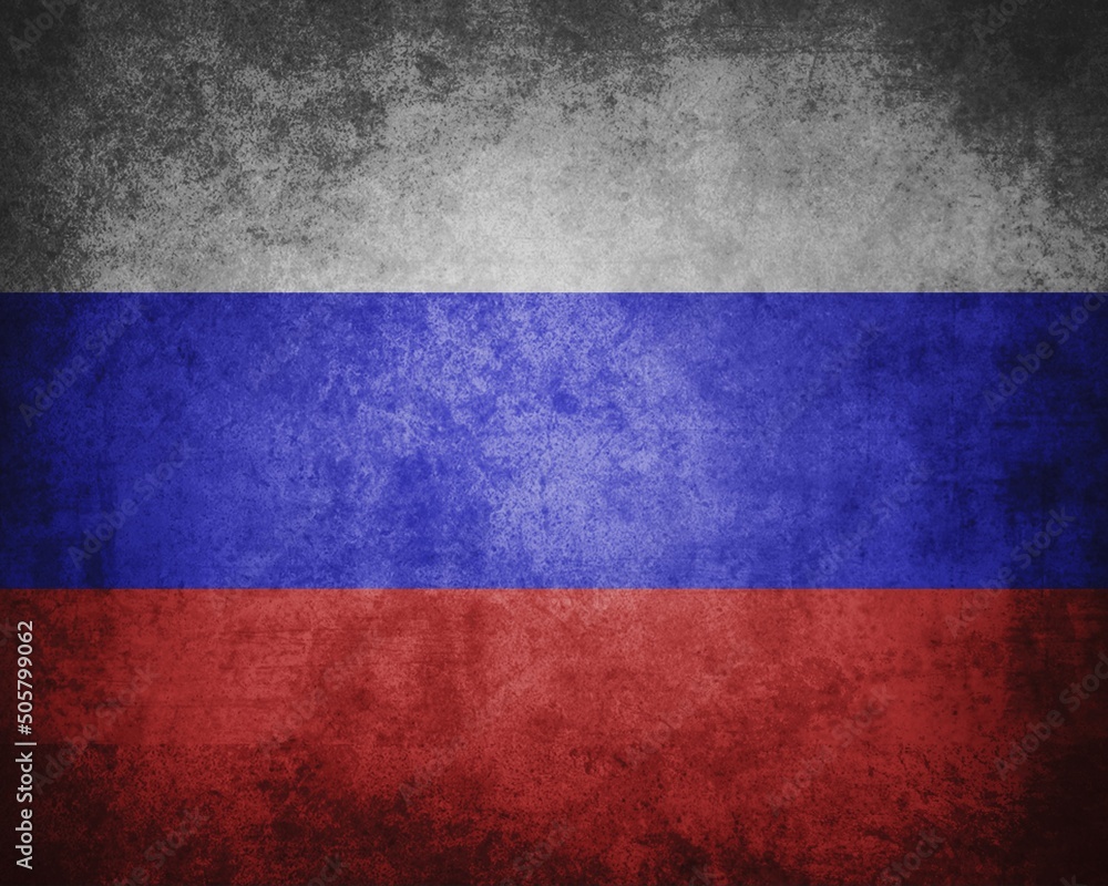 Russian texture flag on background wall referring to their current war with Ukraine Russian texture flag on background wall referring to their current war with Ukraine