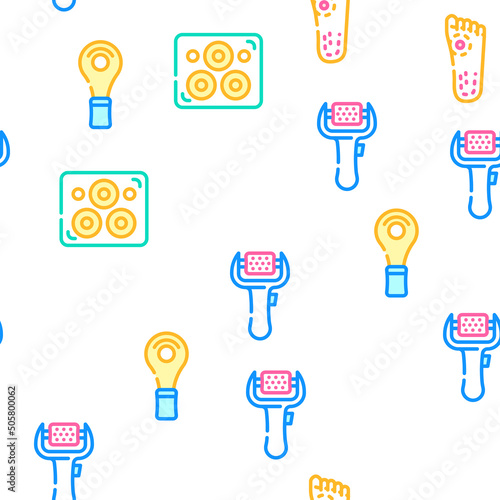 Callus Remover Tool Vector Seamless Pattern Color Line Illustration