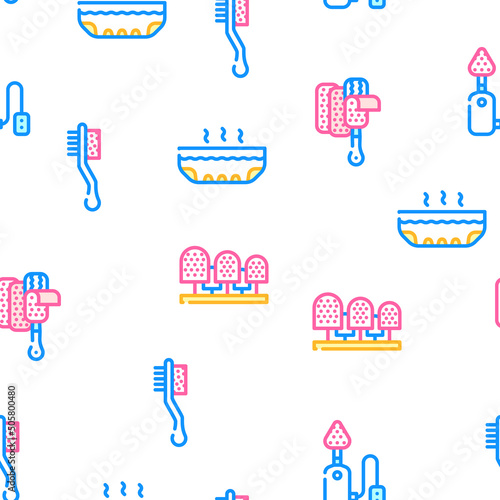 Callus Remover Tool Vector Seamless Pattern Color Line Illustration
