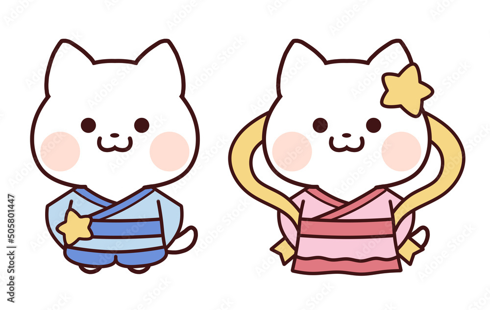 Fototapeta premium 織姫と彦星の白猫