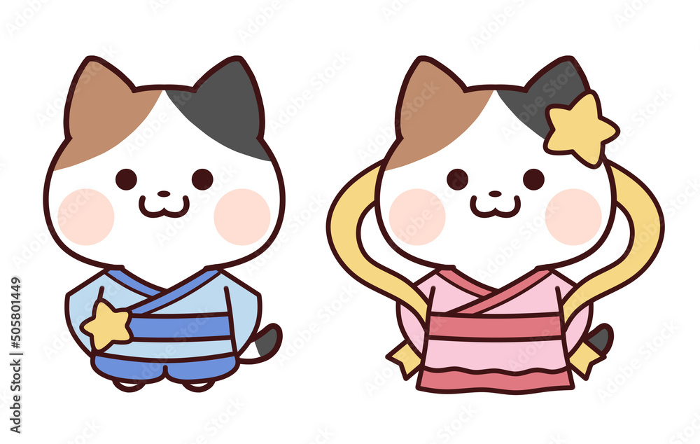 織姫と彦星の三毛猫 織姫と彦星の三毛猫