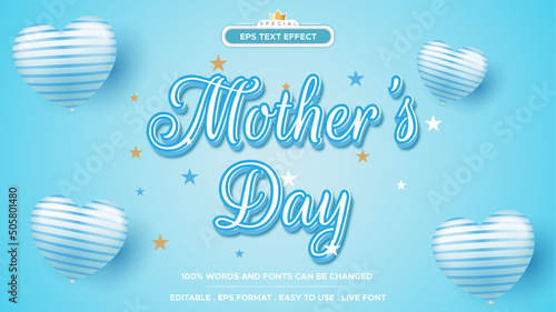 Mother's day text effect 3d editable style