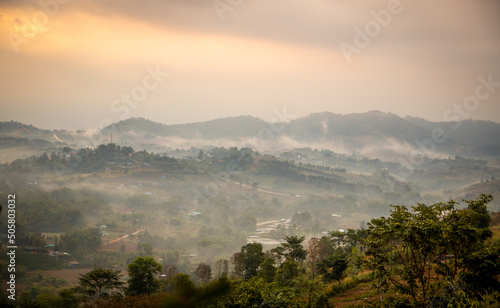 Wat Kong Niam Viewpoint over the valley in Phetchabun, Thailand