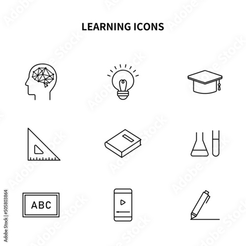 シンプルアイコンセット｜勉強・学習・教育・学校｜mayucolor07