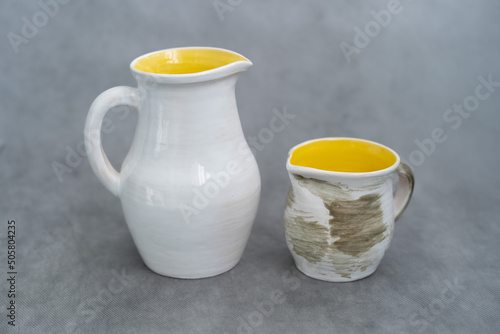  Ceramics, a ceramic product made with hands, made on a potter's wheel, a jug, a mug, clay.