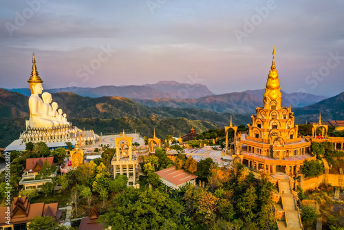 Aerial view of Wat Phrathat Pha Sorn Kaew  white buddha temple in Phetchabun  Thailand