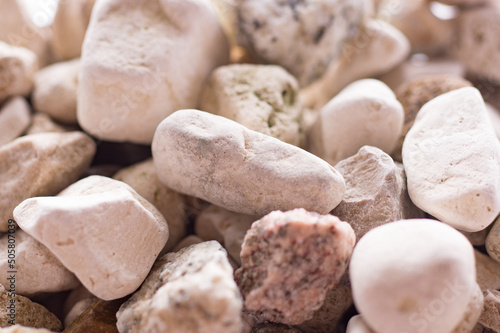 Macro photo decoration garden stones. white stones background photo