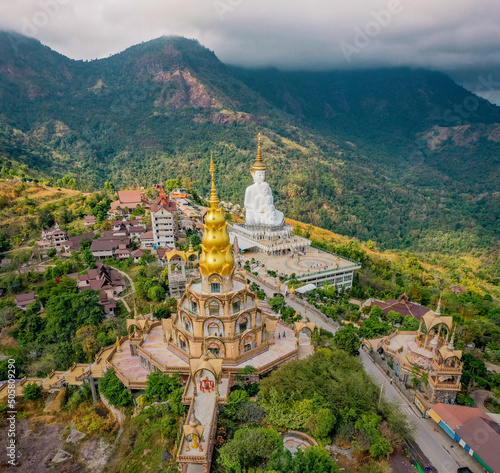 Aerial view of Wat Phrathat Pha Sorn Kaew  white buddha temple in Phetchabun  Thailand