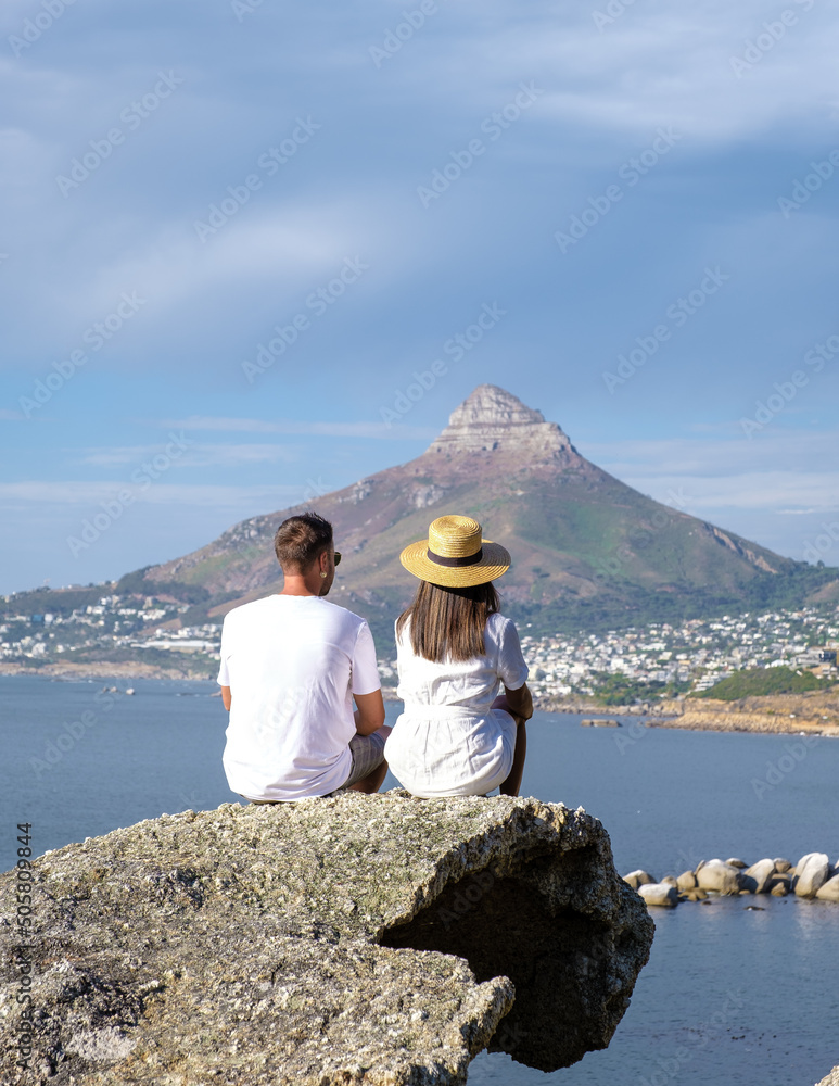 Φωτογραφία View from The Rock viewpoint in Cape Town over Campsbay, view over Camps Bay with fog over the ocean