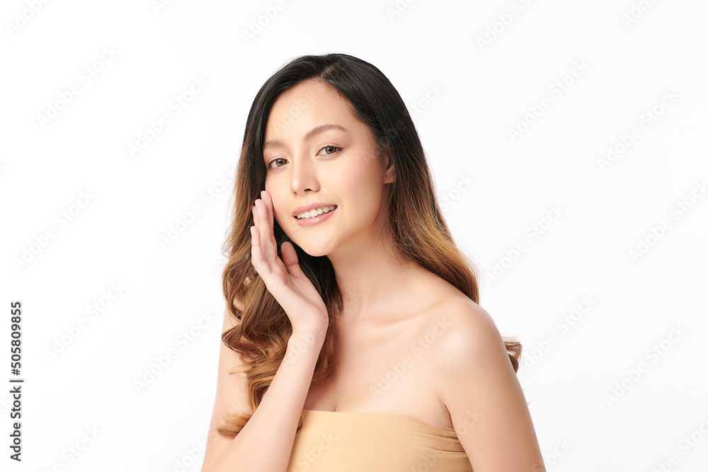 Beautiful young asian woman with clean fresh skin on white background, Face care, Facial treatment, Cosmetology, beauty and spa, Asian women portrait. Beautiful young asian woman with clean fresh skin on white background, Face care, Facial treatment, Cosmetology, beauty and spa, Asian women portrait.