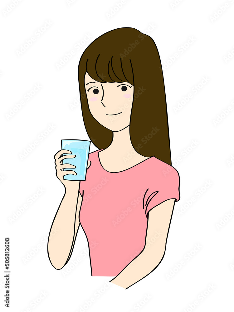 水を飲んで水分補給をする女性のイラスト素材 Stock ベクター Adobe Stock 水を飲んで水分補給をする女性のイラスト素材 Stock ベクター Adobe Stock