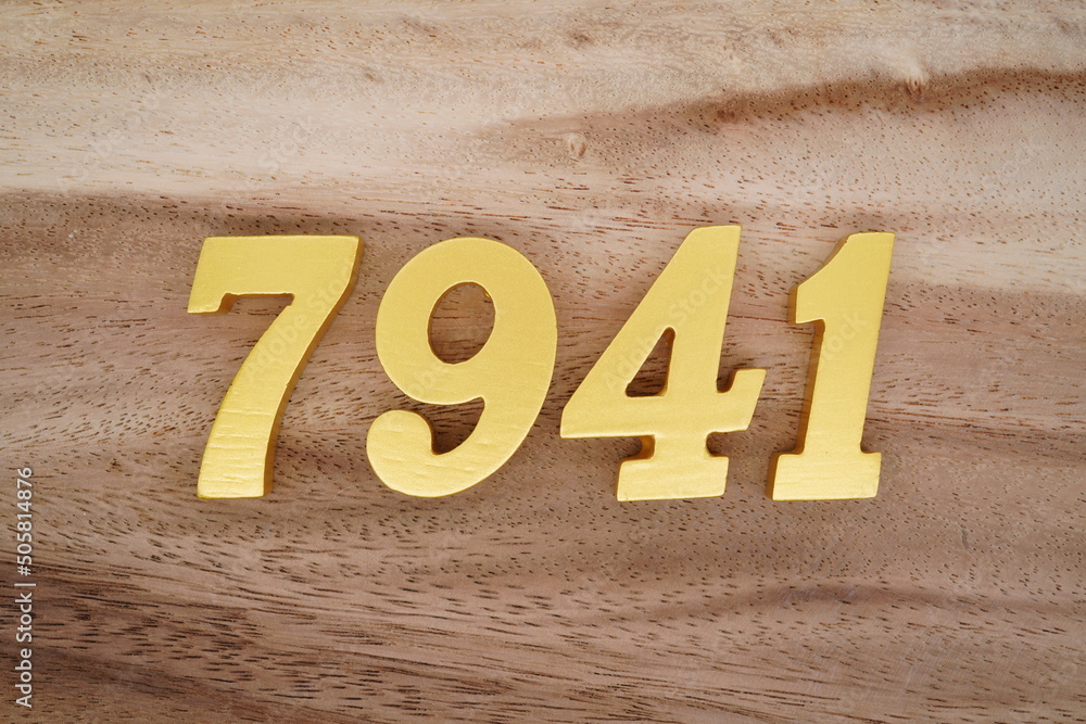 Number 7941 is made of 1 cm thick teak, painted gold on top of real