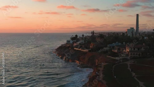 Sunset Over Carlsbad, California, Aerial View, Pacific Coast photo