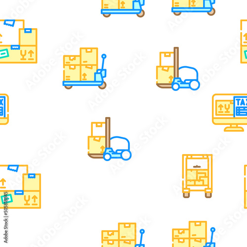 Wholesale Service Vector Seamless Pattern Color Line Illustration