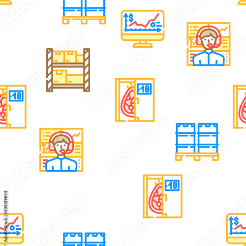 Wholesale Service Vector Seamless Pattern Color Line Illustration
