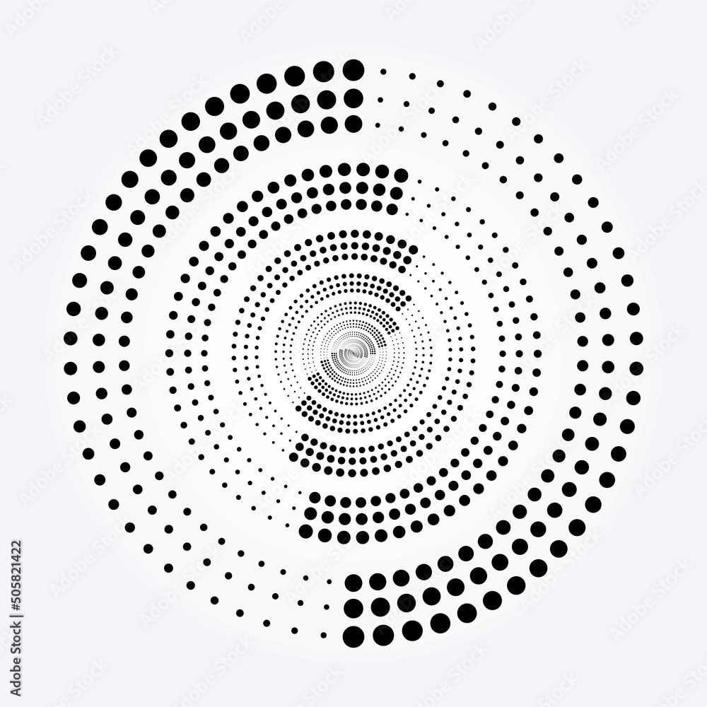 Abstract dotted circles. Halftone dots in circular form. Vector logo. Design element for various purposes.