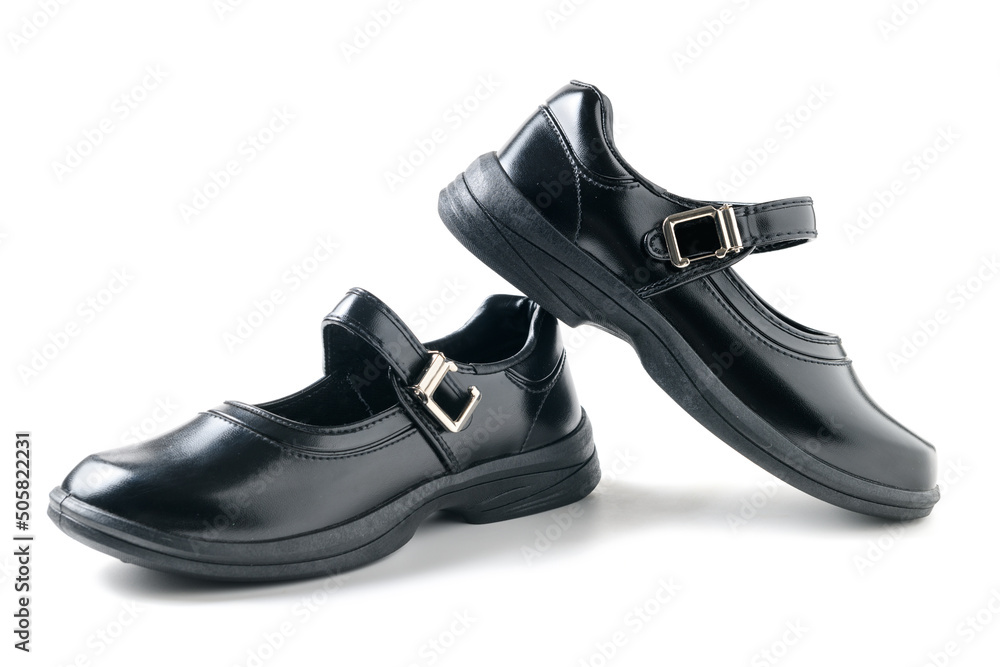 Black girl student shoes isolated on white background, back to school Black girl student shoes isolated on white background, back to school
