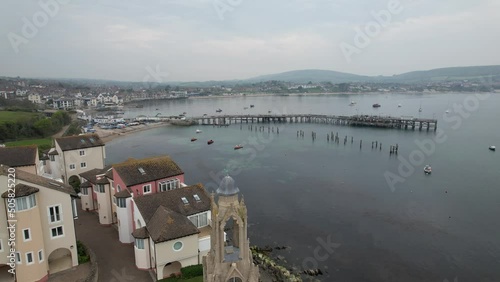 Wellington Clock Tower Swanage Dorset UK drone aerial view photo