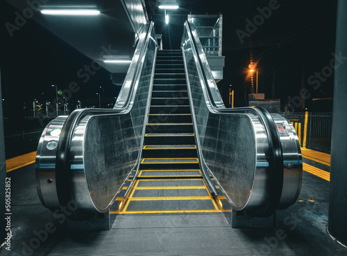 escalator in the night_front view photo