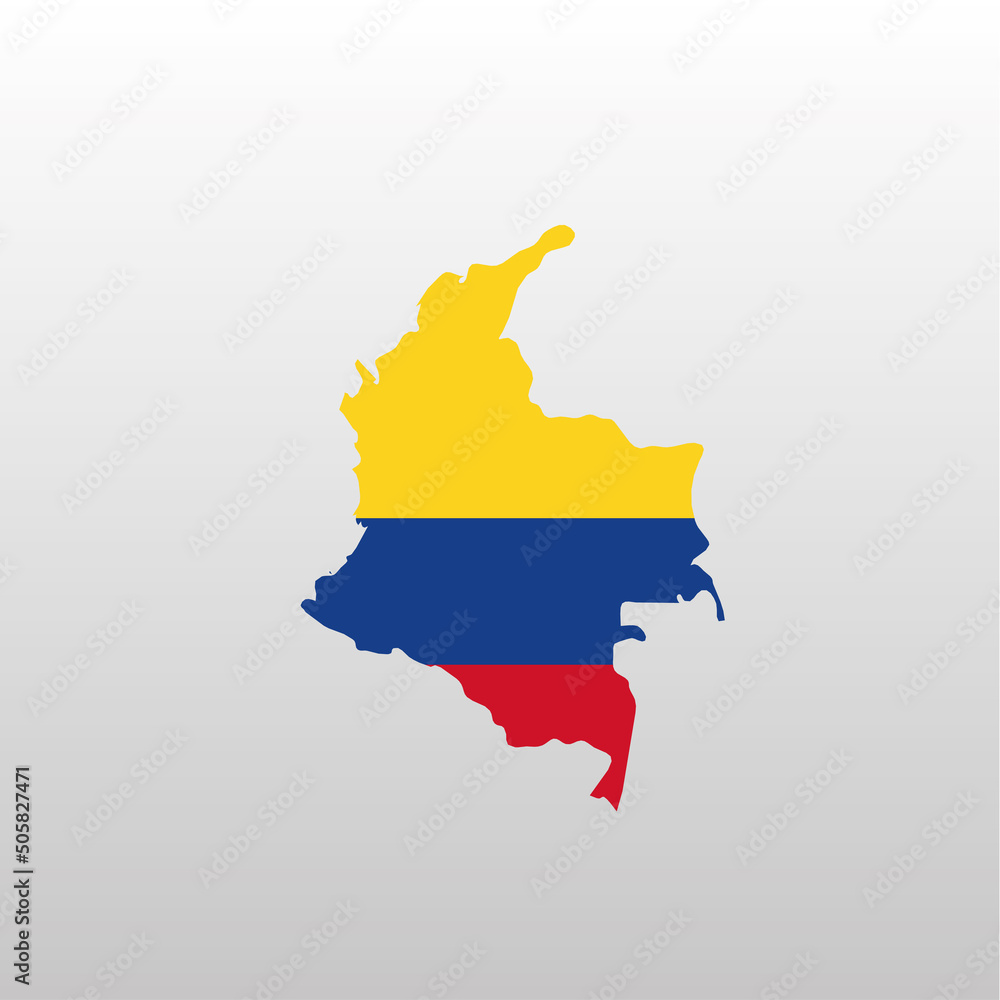 Obraz premium Colombia national flag in country map silhouette