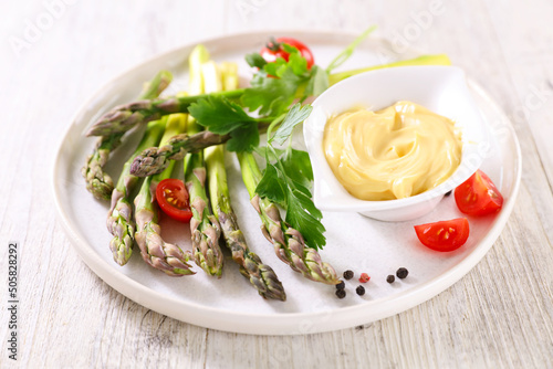 fresh asparagus and mayonnaise sauce