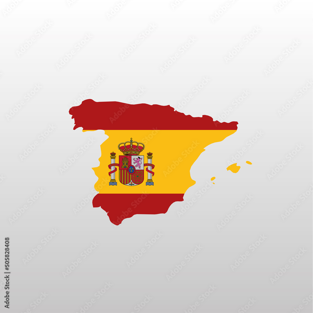 Obraz premium Spain national flag in country map silhouette
