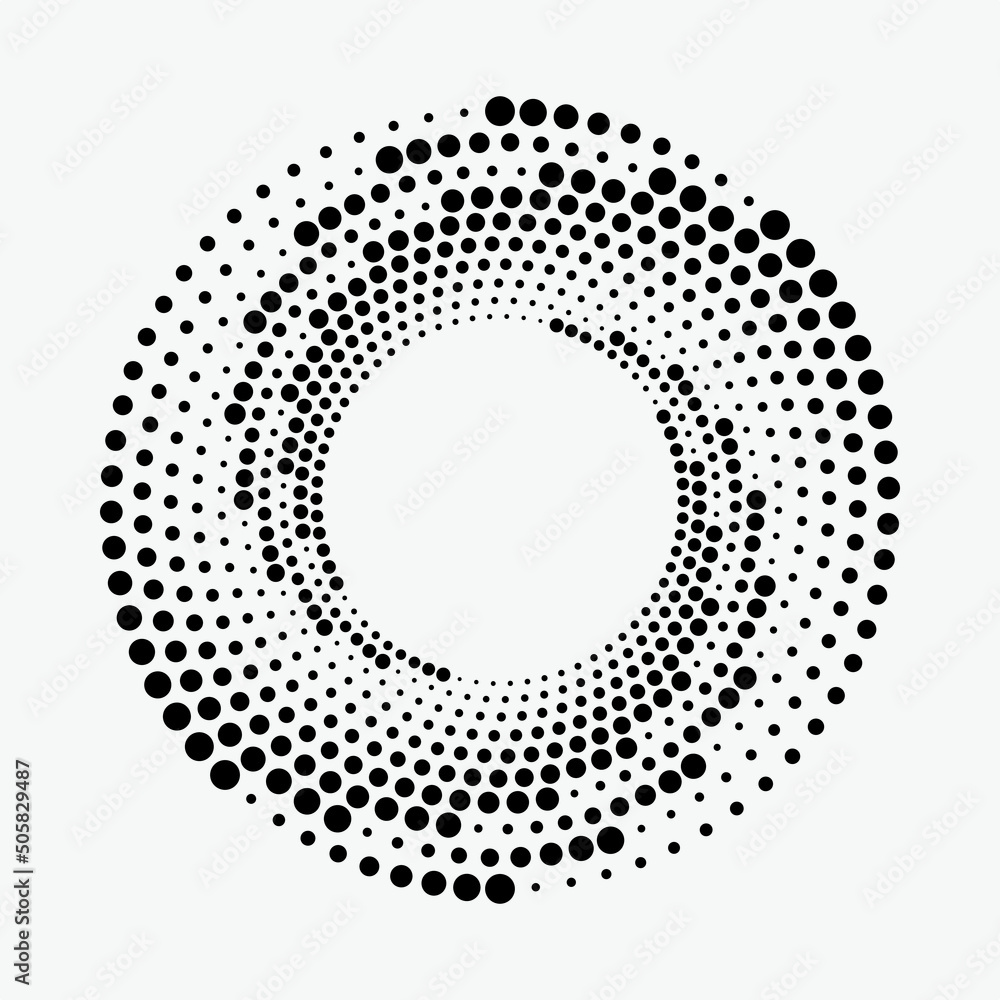 Halftone circular frame logo. Circle dots isolated on the white background. Fabric design element. Halftone circle dots texture. Vector design element for various purposes. Halftone circular frame logo. Circle dots isolated on the white background. Fabric design element. Halftone circle dots texture. Vector design element for various purposes.