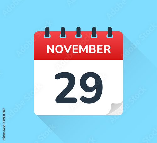 29 November - Calendar icon - Vector illustration