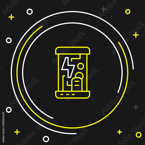 Line Futuristic cryogenic capsules or containers icon isolated on black background. Cryonic technology for humans or cryogenic chamber. Colorful outline concept. Vector