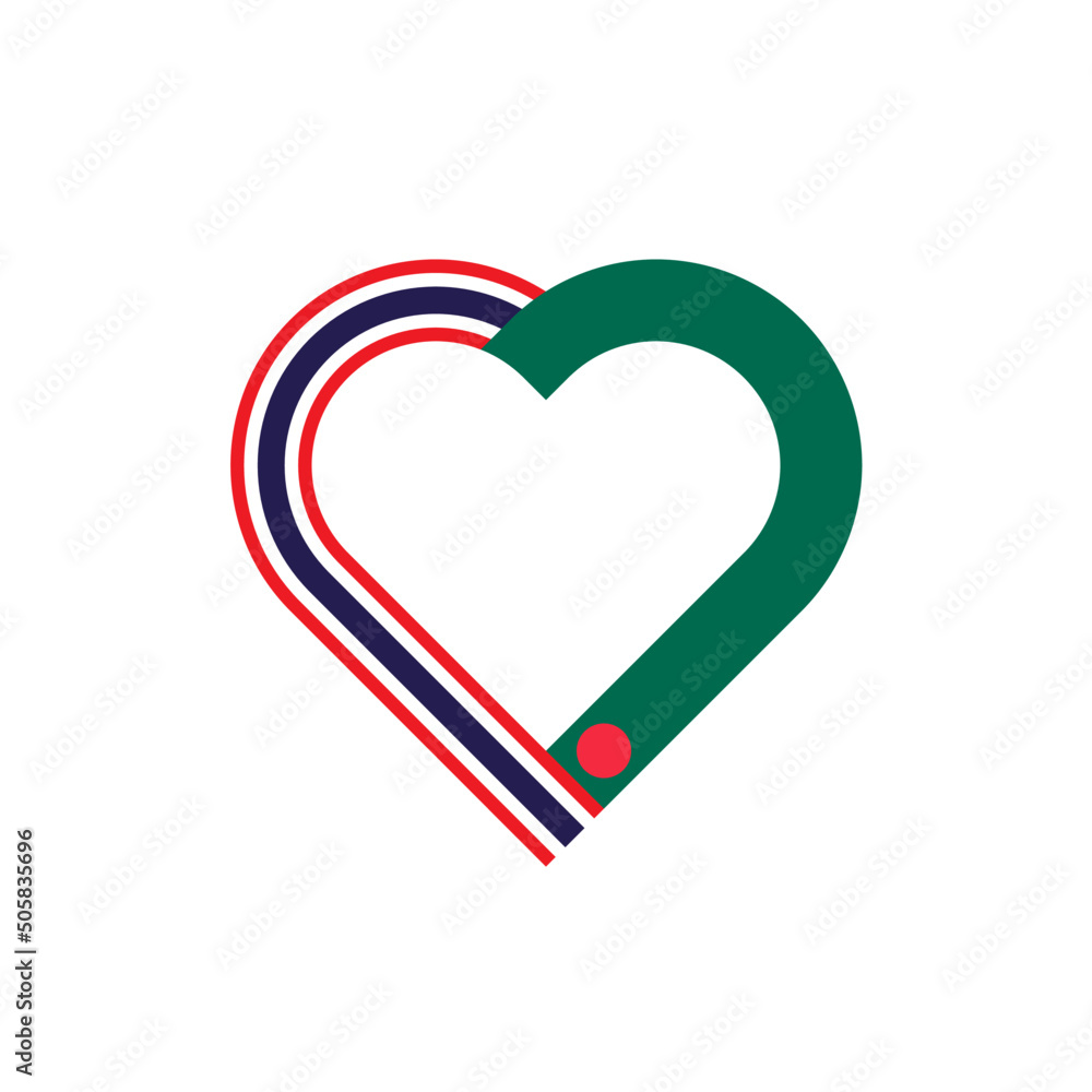 unity concept. heart ribbon icon of thailand and bangladesh flags. vector illustration isolated on white background unity concept. heart ribbon icon of thailand and bangladesh flags. vector illustration isolated on white background