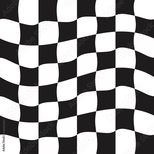 Checkered simple pattern, slightly curved. Black and white cells alternate like checkers.