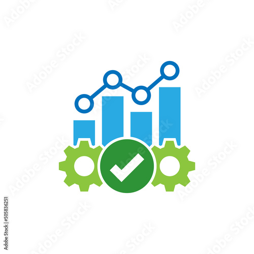 Operational efficiency in flat style. Excellence productivity vector illustration on isolated background. Gear and arrow sign business concept.