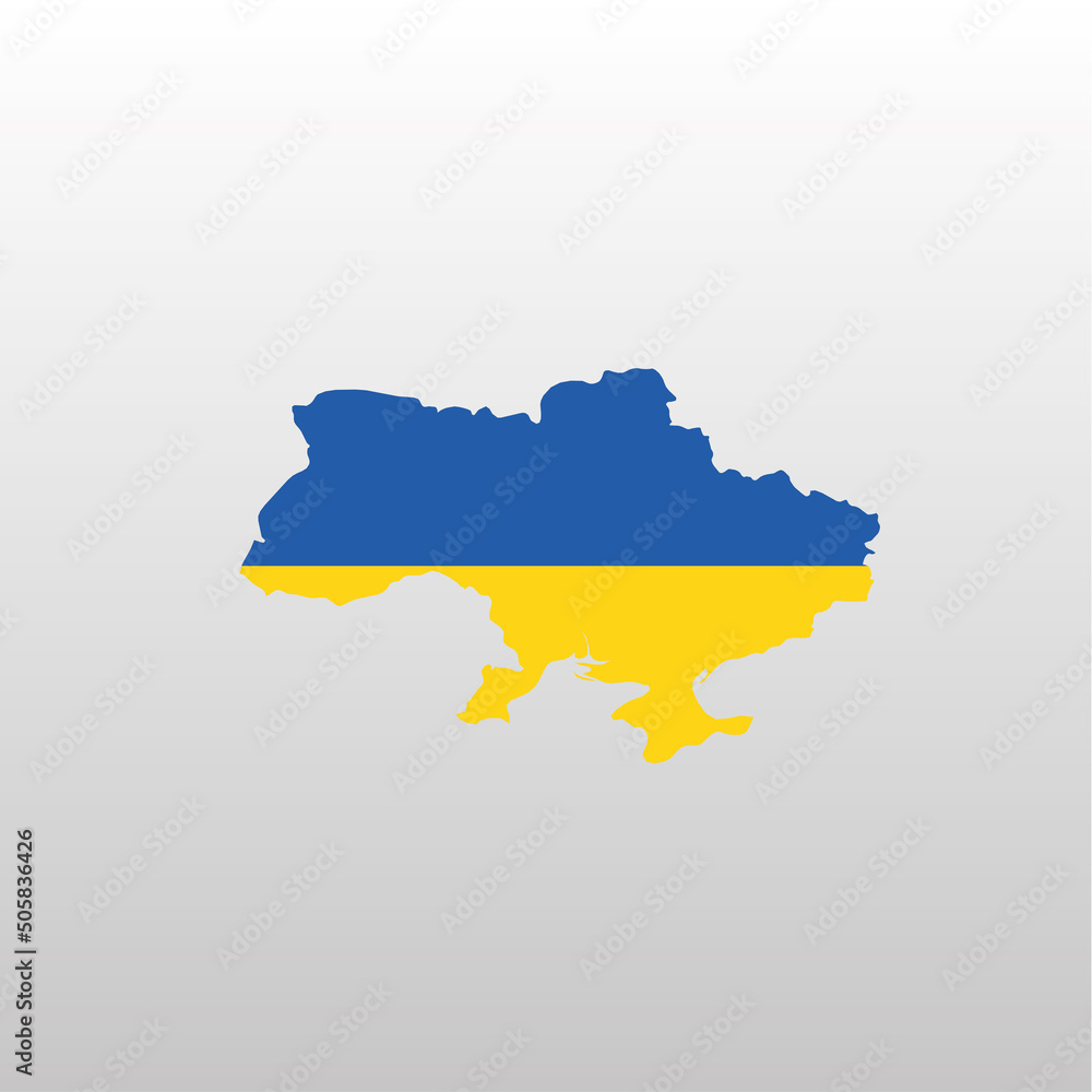 Ukraine national flag in country map silhouette