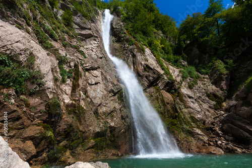 Beautiful Gregocicev Waterfall in Slovenian Alps