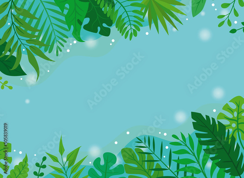 Beautiful summer background with palm leaves.
