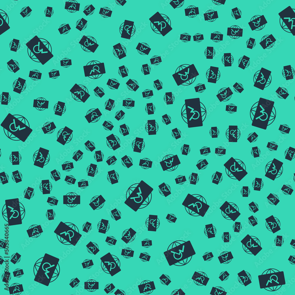 Black Wide angle picture icon isolated seamless pattern on green background. Panorama view. Vector Black Wide angle picture icon isolated seamless pattern on green background. Panorama view. Vector