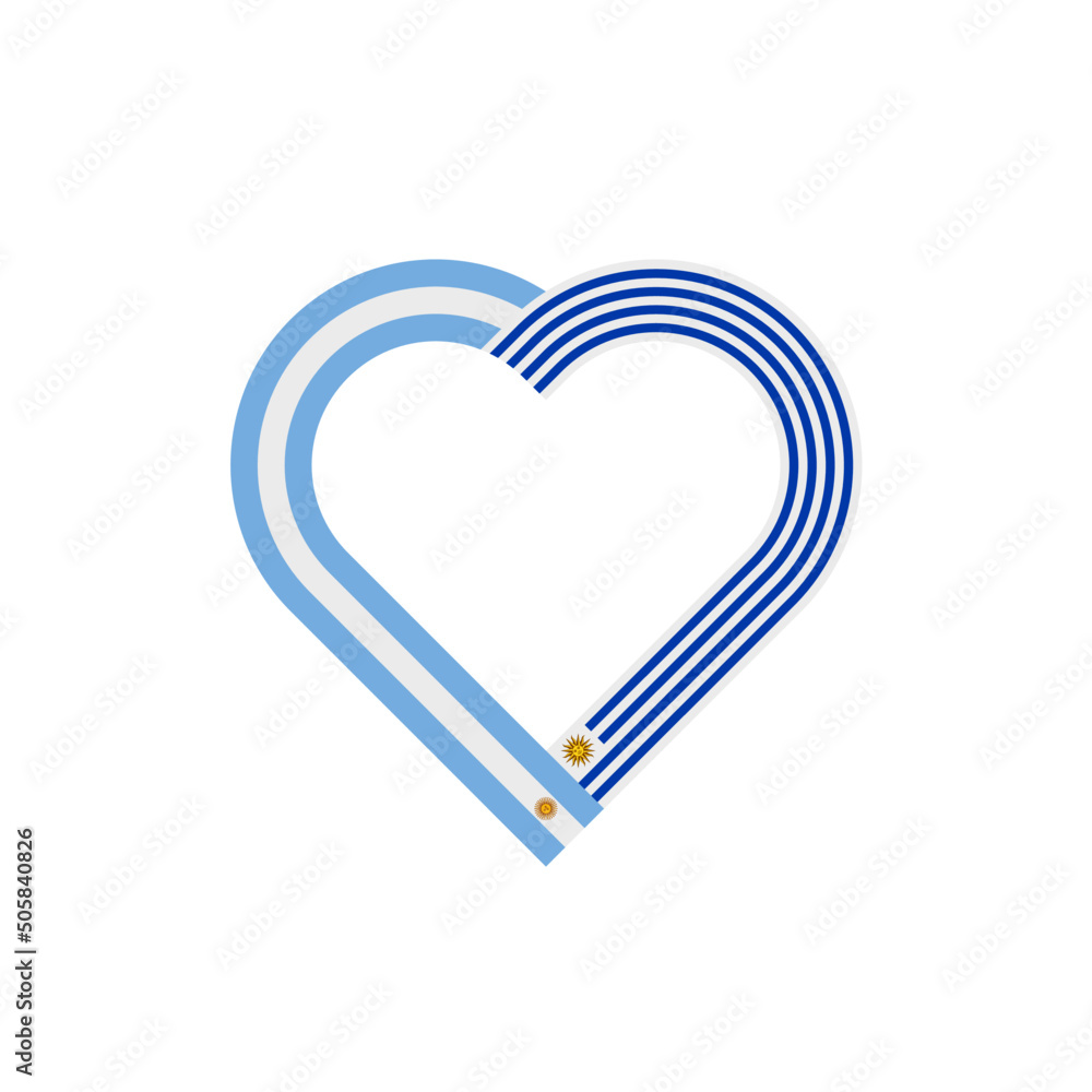 unity concept. heart ribbon icon of argentina and uruguay flags. vector illustration isolated on white background unity concept. heart ribbon icon of argentina and uruguay flags. vector illustration isolated on white background