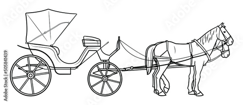 Classic horse carriage vector stock illustration.