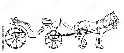 Classic horse carriage vector stock illustration.