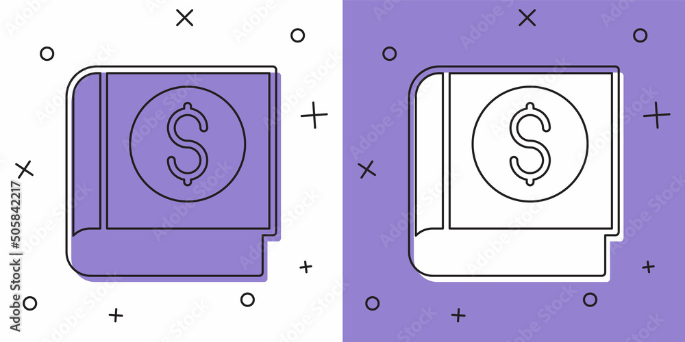 Set Financial book icon isolated on white and purple background. Vector Set Financial book icon isolated on white and purple background. Vector