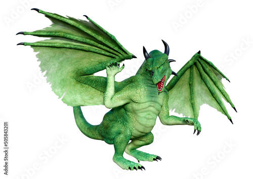 3D Rendering Fairy Tale Dragon on White