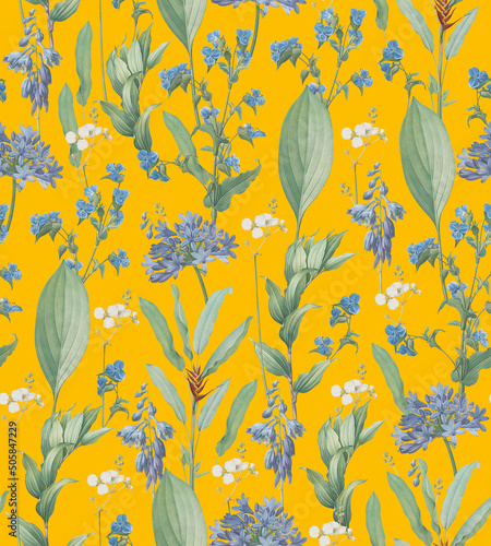 Botanical Elegant Seamless Pattern / Vintage English Style / Botanical Atlas Florals