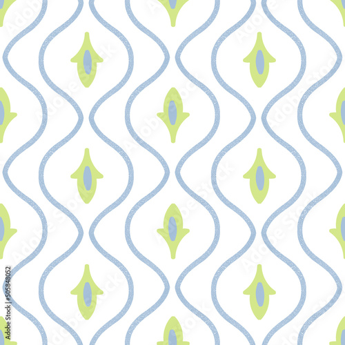 Delicate Ogee Shape and Acanthus Leaves Decorative Vector Seamless Pattern