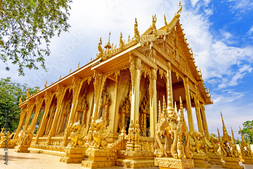 gold color church of Wat Pak Nam Jolo- Bang Khla Chachoengsao
 photo