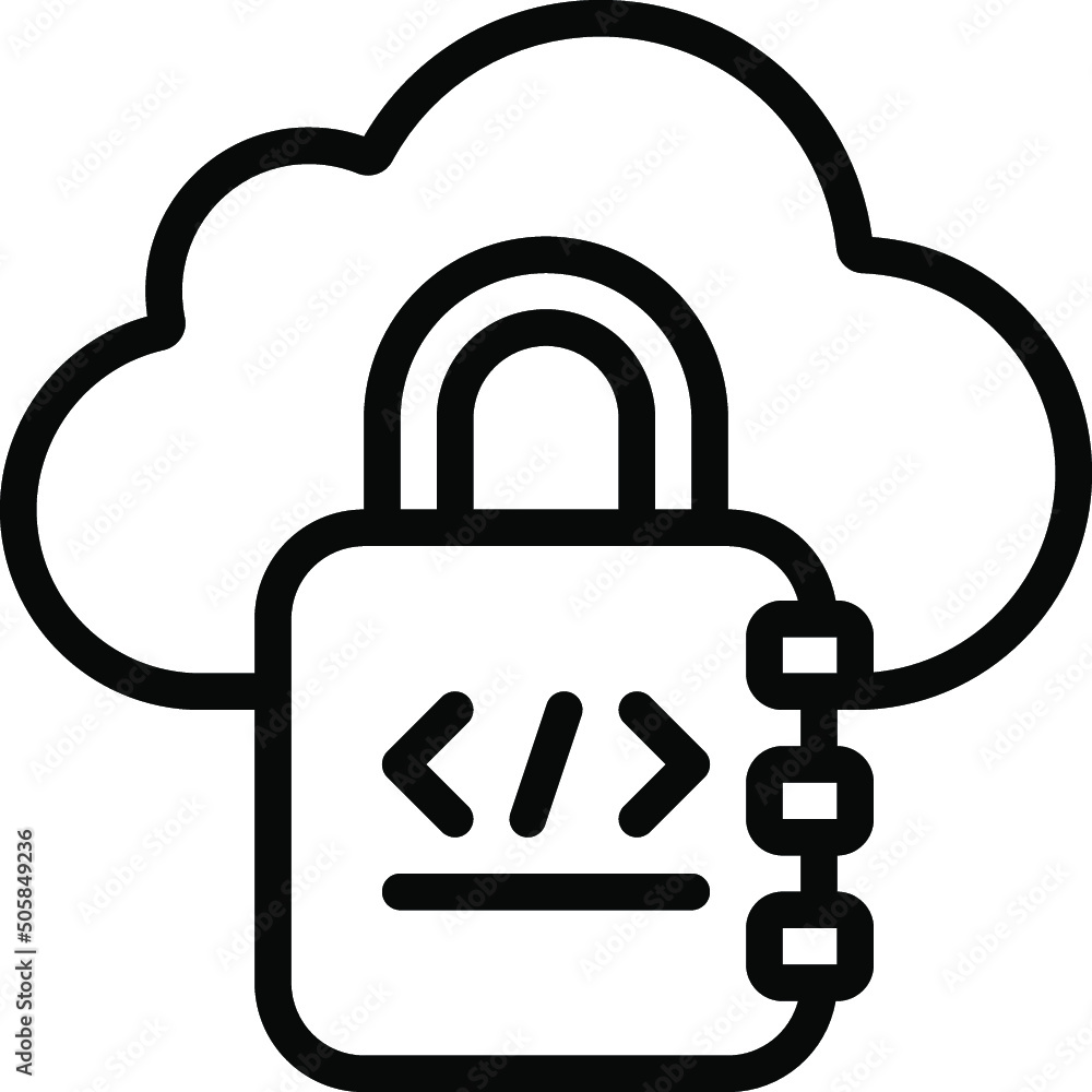Locked Code Cloud Icon Locked Code Cloud Icon