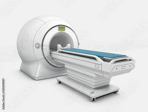 3d rendering of MRI - Magnetic resonance tomography imaging scan device. Clipping path included