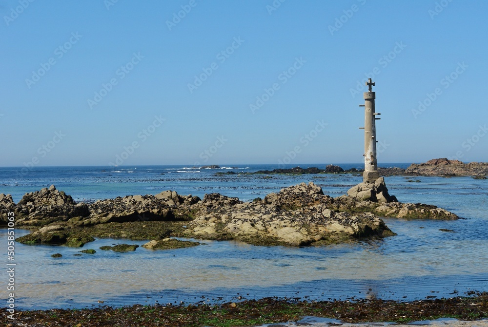 Pillory in the rocks in the water in Vila do Conde, Norte - Portugal