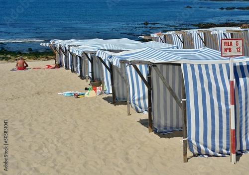 Beach tents in Povoa de Varzim, Norte - Portugal  photo